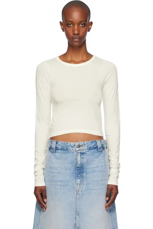 ÉTERNE Micro t-shirt à manches longues blanc cassé