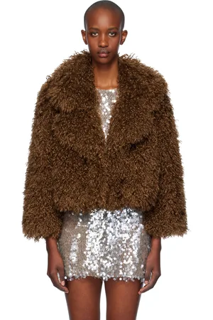 Anna Sui Blouson brun clair en fourrure synthétique à poils frisés
