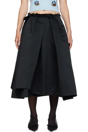 Shushu/Tong Jupe midi noire à plis asymétriques