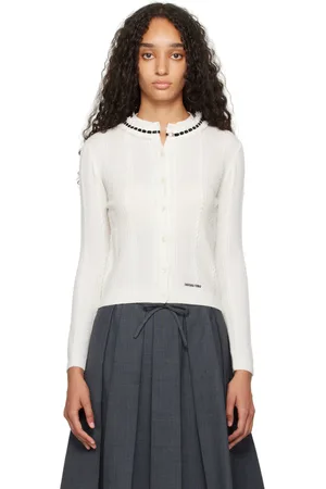 Shushu/Tong Cardigan blanc cassé à garniture à l
