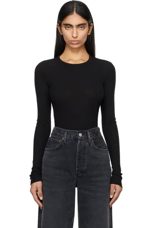 AGOLDE T-shirt écourté Alma noir