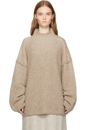 Lauren Manoogian Col roulé beige en tricot côtelé