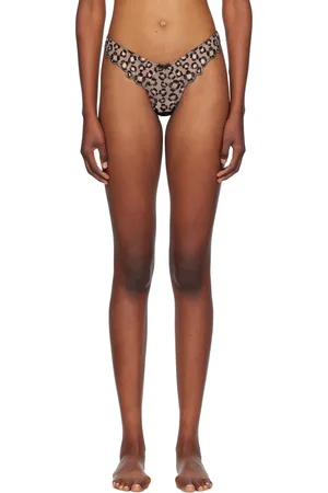 FLEUR DU MAL Tanga brun à motif léopard brodé