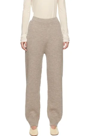 Lauren Manoogian Pantalon de détente taupe en tricot côtelé texturé