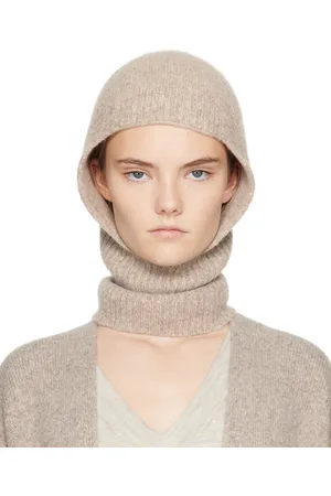 Lauren Manoogian Passe-montagne taupe en tricot côtelé