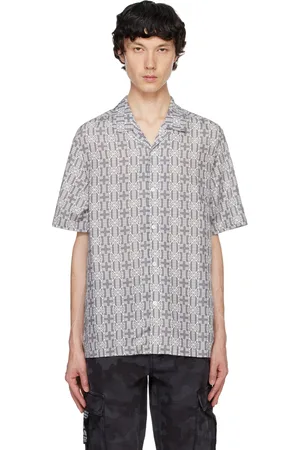 KSUBI Chemise grise à col de camp et à motif graphique à logos
