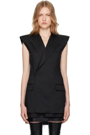 Maison Margiela Gilet noir en sergé à double boutonnage