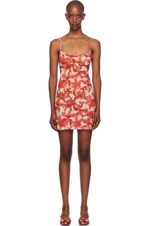 Miaou Robe courte Anya beige et rouge