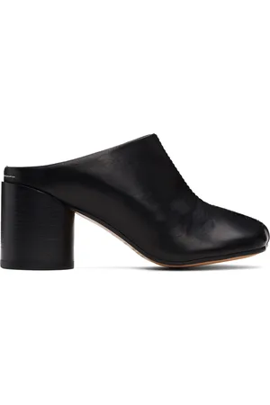 Maison Margiela Mules lustrées noires en cuir tanné au végétal