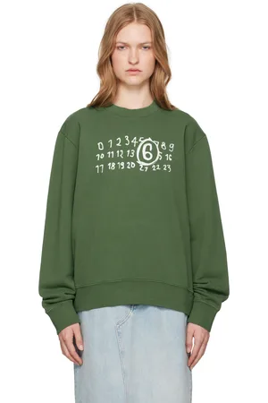 Maison Margiela Pull molletonné vert en jersey bouclette