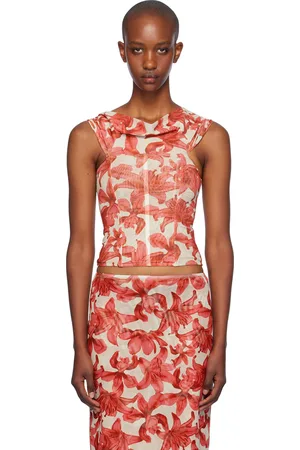 Miaou Haut de style corset Magda beige et rouge