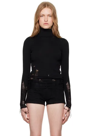 Maison Margiela Col roulé noir à effet usé