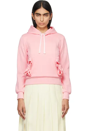 Comme des Garçons Pull à capuche rose en jersey de polyester