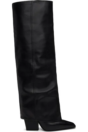 PARIS TEXAS Bottes hautes noires à col replié - Jane