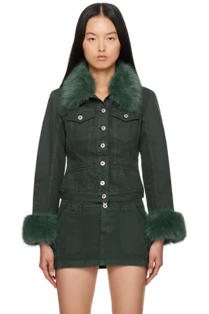 DANIELLE GUIZIO Blouson Ares vert à garnitures en fourrure synthétique