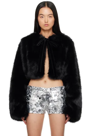 DANIELLE GUIZIO Blouson Alyana noir en fourrure synthétique