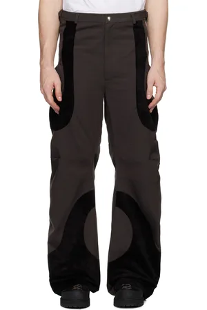 CMMAWEAR Pantalon brun à panneaux et à pinces
