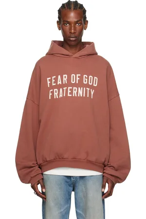 FEAR OF GOD Pull à capuche bourgogne en molleton épais