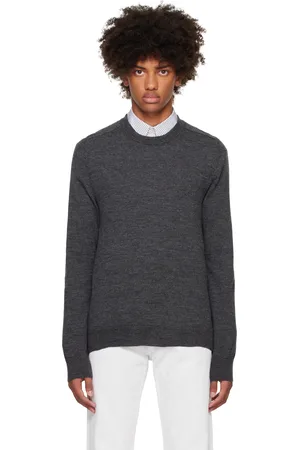 Maison Margiela Pull gris à empiècement aux coudes