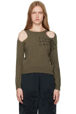 Maison Margiela Pull kaki à découpes