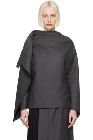 ALAINPAUL Haut façon tailleur noir et gris à empiècement de style jupe