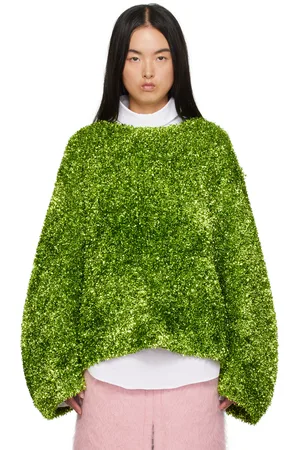 DRIES VAN NOTEN Pull vert à fils lamés