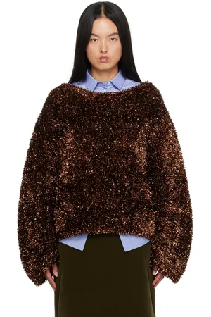 DRIES VAN NOTEN Pull brun à fils lamés