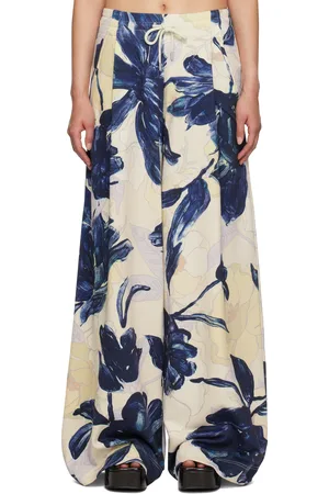 DRIES VAN NOTEN Pantalon de survêtement décontracté bleu et jaune