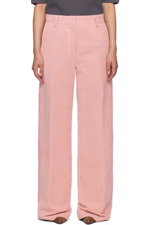 DRIES VAN NOTEN Pantalon rose en velours