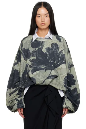 DRIES VAN NOTEN Pull molletonné drapé vert