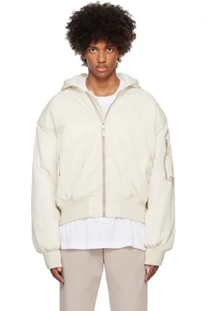Entire Studios Blouson aviateur blanc cassé à épaulettes et à capuche