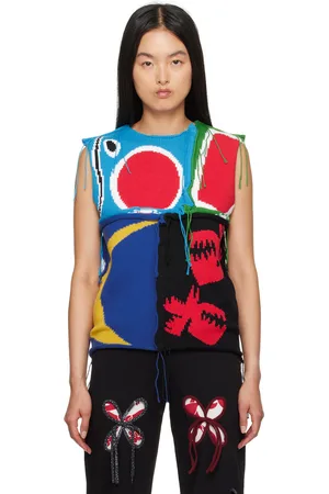 Charles Jeffrey Loverboy Gilet multicolore en tricot câblé à patchwork