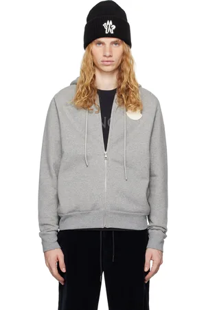 Moncler Pull à capuche gris à glissière