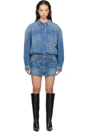 Alexander Wang Robe courte bleue en denim à haut de style chemise