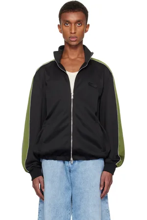 Lanvin Blouson de survêtement noir et kaki à rayures