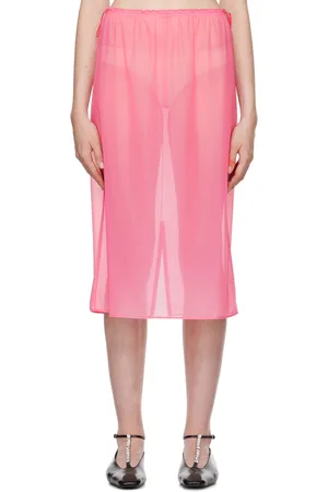 Carven Jupe midi transparente rose