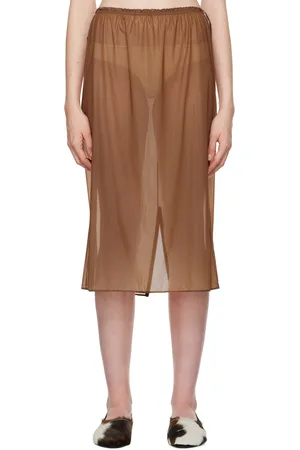 Carven Jupe midi transparente brune