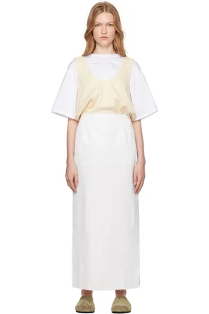 Carven Robe longue contrastée jaune et blanc