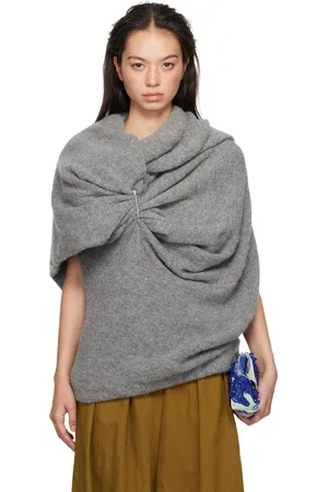 DRIES VAN NOTEN Pull gris en alpaga et laine mérinos