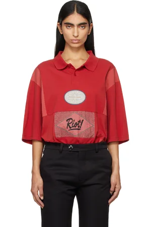 MARTINE ROSE Polo surdimensionné rouge à panneaux