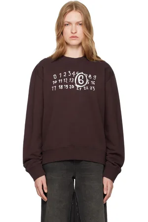 Maison Margiela Pull molletonné mauve en jersey bouclette