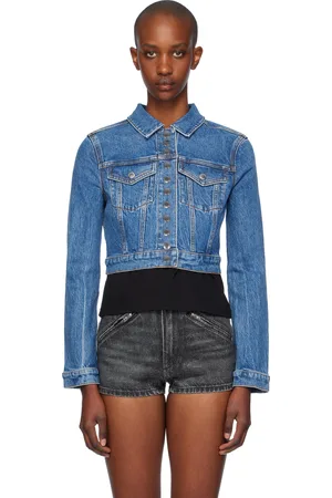 Alexander Wang Blouson camionneur écourté bleu en denim