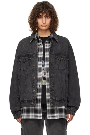 We11 Done Blouson noir en denim à image de monstre