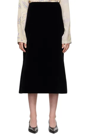 DRIES VAN NOTEN Jupe midi façon tailleur noire en velours