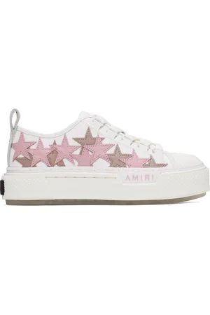 AMIRI Baskets de court basses blanc et rose à appliqués d