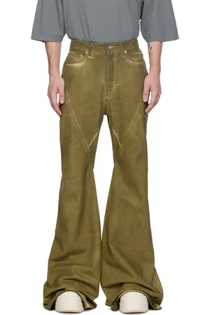 Rick Owens Jean semi-évasé kaki à coutures extérieures torsadées - Porterville