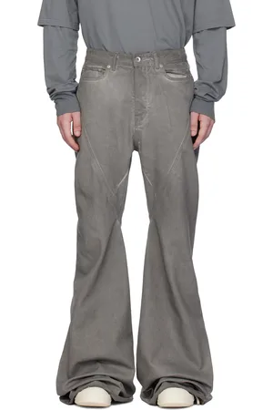 Rick Owens Jean semi-évasé gris à coutures extérieures torsadées - Porterville
