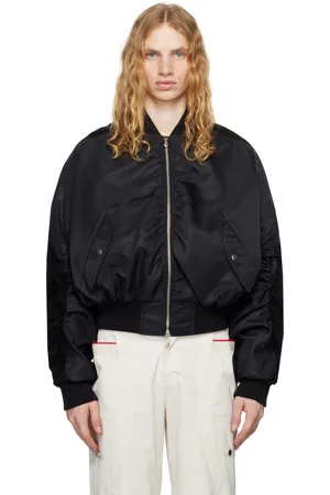 CMMAWEAR Blouson aviateur noir à assemblage arrondi