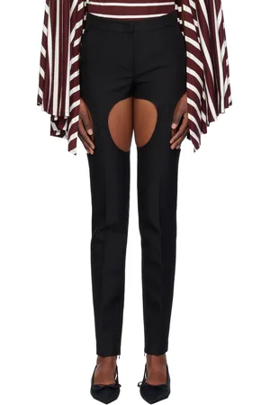 pushBUTTON Pantalon skinny noir à découpes