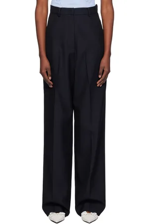 pushBUTTON Pantalon ample bleu marine